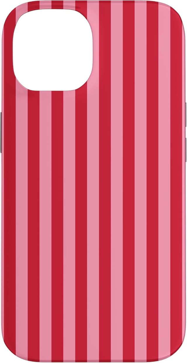 Detalle 2 de Coque Jolies lignes verticales pour iPhone 13 Pro : rayures roses et rouges au style rétro