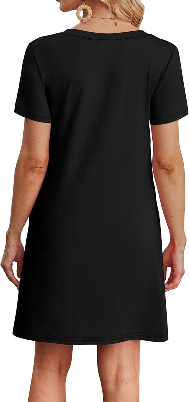 Detalle de WIHOLL Boho Summer Dresses for Women — Casual T-Shirt Dress with Pockets (S-4XL)