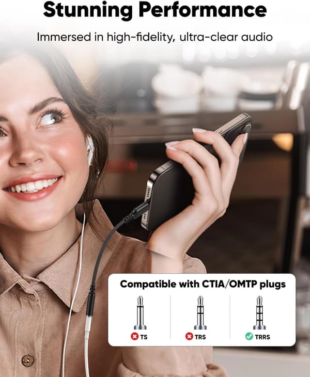 Detalle de Highwings USB-C to 3.5mm Headphone Jack Adapter (3-Pack) — USB C to Aux Dongle for iPhone, Samsung Galaxy, and iPad Pro