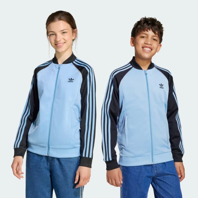Detalle de Chaqueta SST Adicolor Adidas para adolescentes, azul
