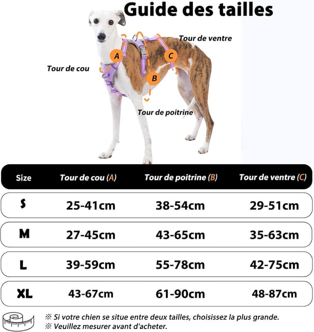 Detalle de Huntboo Harnais anti-fugue réfléchissant pour chien (lavande pourpre, S) – anti-traction réglable