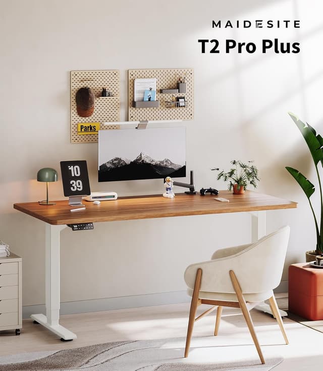 Detalle de MAIDeSITe T2 Pro Plus dual-motor height adjustable standing desk frame (white)