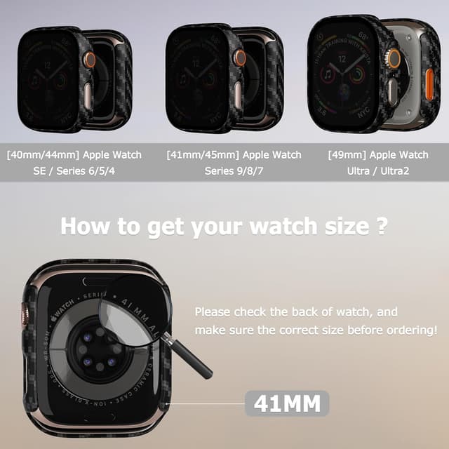 Detalle de LINTEKER Privacy Screen Protector Case for Apple Watch Series 9/8/7 (41mm) – Anti-Peeping 2-Pack, Carbon Fibre