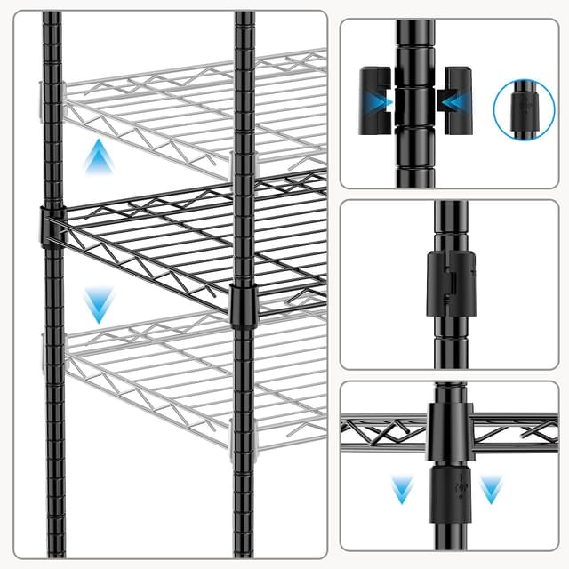 Detalle de M MZG 1250 lbs 5-Tier Metal Storage Shelves Wire Rack with Wheels