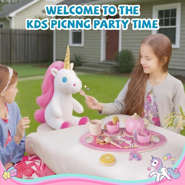 Thumbnail 5 de Unicorn Wooden Tea Set for 2–6 Year Girls