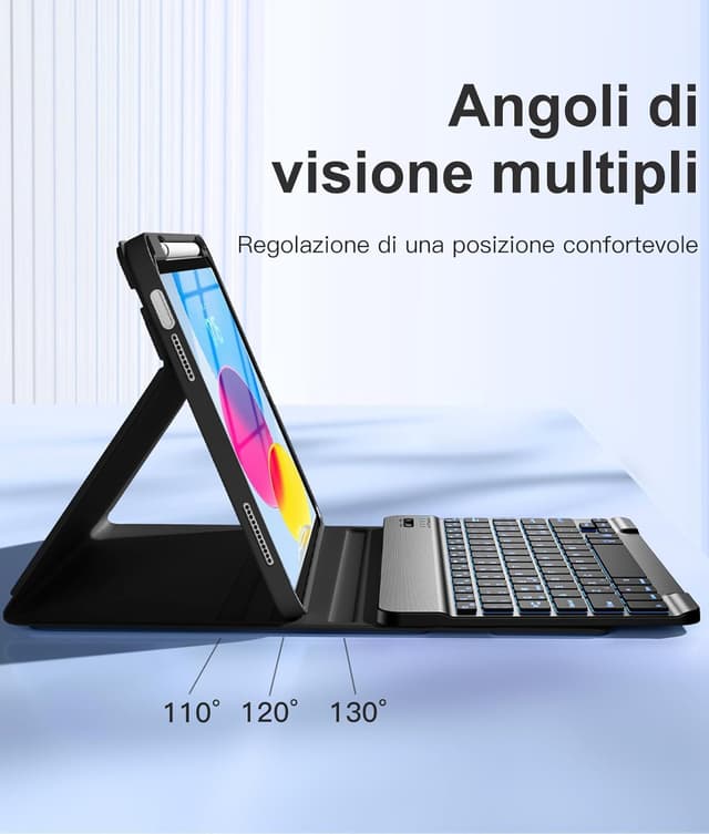 Thumbnail 4 de Vobafe Cover iPad A16 con tastiera illuminata 7 colori e penna per 11"