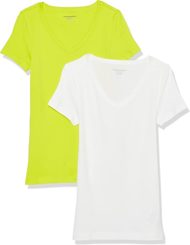 Thumbnail 6 de Amazon Essentials T-shirt col en V manches courtes coupe ajustée femme, lot de 2