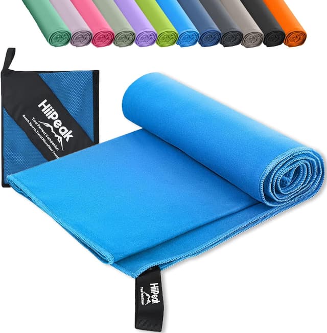 Detalle de HiiPeak Microfibre Towel (Light Blue, 1 pack) – Compact quick-dry camping & beach towel, 200cm x 100cm