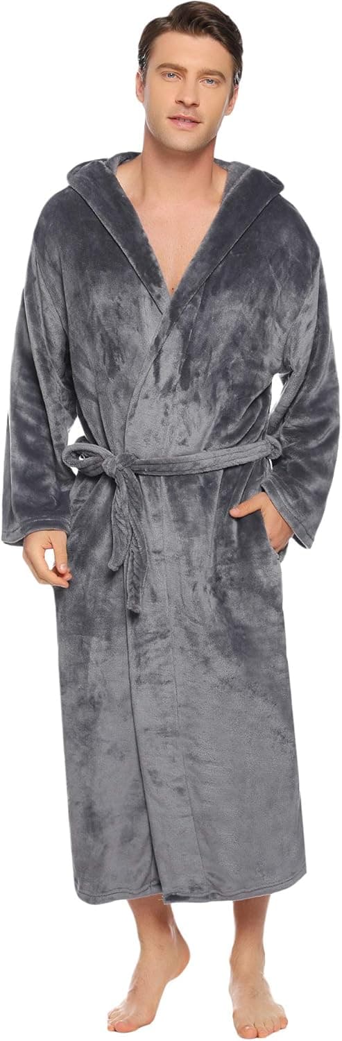 Detalle de Vlazom accappatoio/pigiama uomo invernale con cappuccio in pile flanella