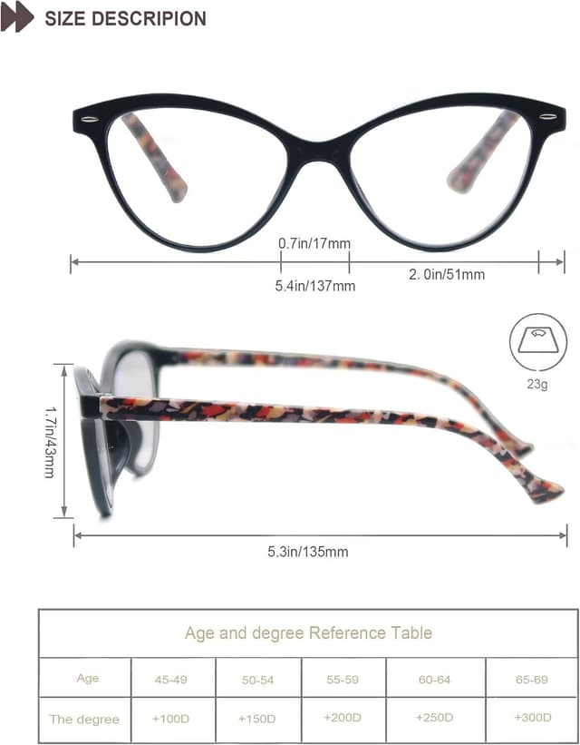 Detalle 2 de HEEYYOK cat eye reading glasses +2.00