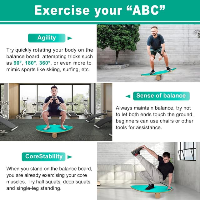 Detalle 1 de Healfith Balance Board für Gleichgewicht 204 kg