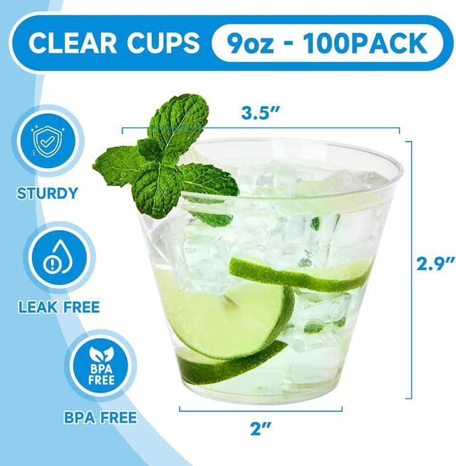 Detalle 2 de RACETOP 9 oz Clear Plastic Cups 100-Pack