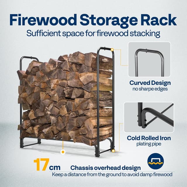 Thumbnail 2 de VIVOHOME 6ft Heavy Duty Log Rack with Cover 🪵