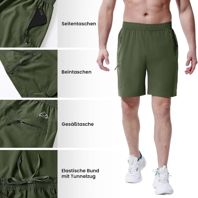 Detalle 1 de Rdruko Herren-Sportshorts Stretch mit 4 Taschen