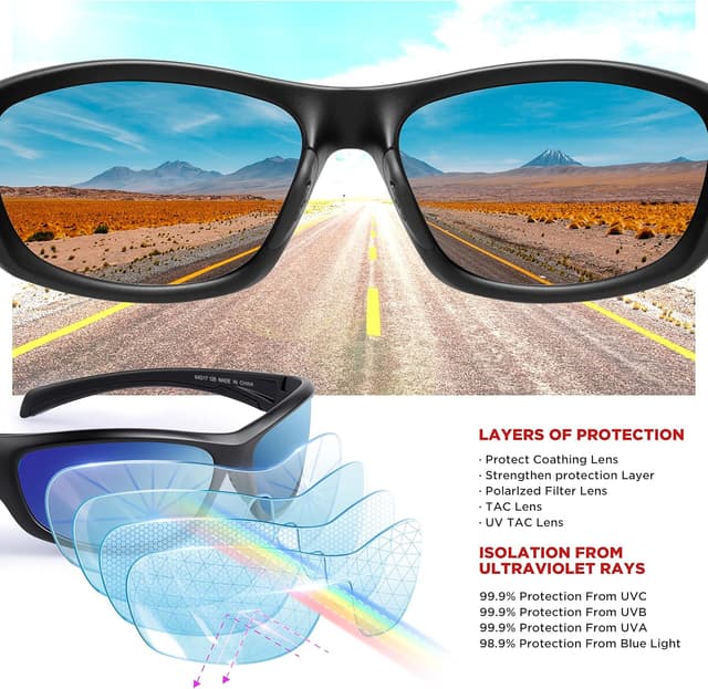 Detalle 2 de RIVBOS RB832 TR90 Polarised Sports Sunglasses for Men with UV400 Protection