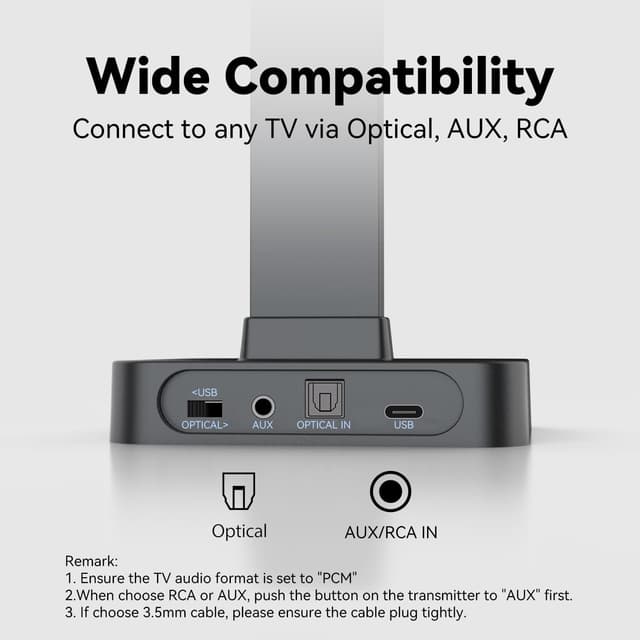 Detalle de MONODEAL 2025 Cuffie Wireless TV Plug and Play con base di ricarica e fino a 28 ore