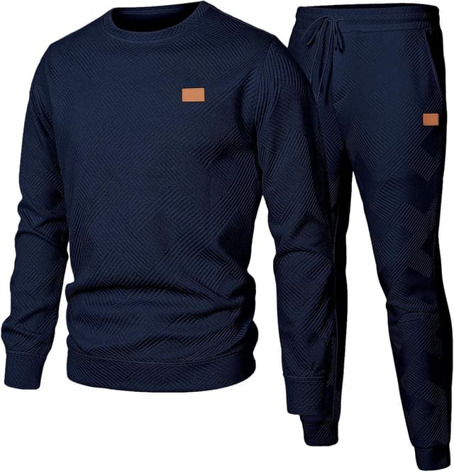 Detalle de JMIERR Herren-Jogginganzug 2-teiliges Set mit Sweatshirt und Jogginghose (Strukturmuster)