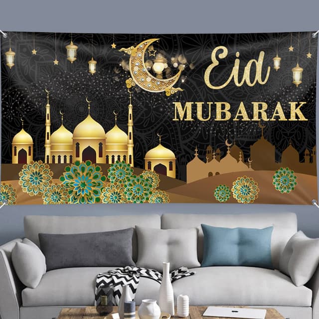 Thumbnail 4 de PARSUP Eid Mubarak Decorations Backdrop 200 x 110 cm