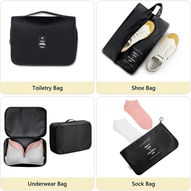 Detalle de MURISE Packing Cubes Set (8-teilig, 6-teilig) – Koffer Organizer mit Kompressions- und Mesh-Zellen