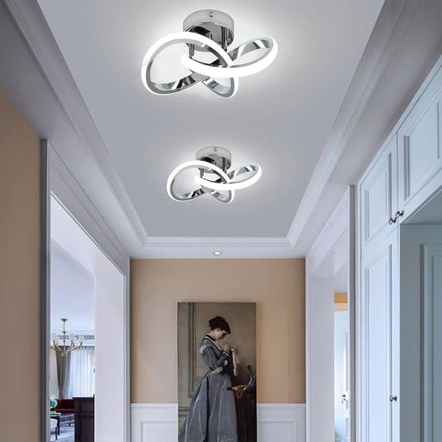 Detalle de EIDISUNY Modern Chrome Ceiling Light 25cm 22W ⌁