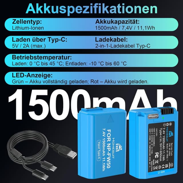 Thumbnail 2 de Homesuit NP-FW50 Akku 1500mAh