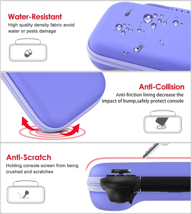 Detalle de ivoler Tragetasche für Nintendo Switch 2 (Modell 2025) – Hartschale mit Platz für 12 Spiele, lila