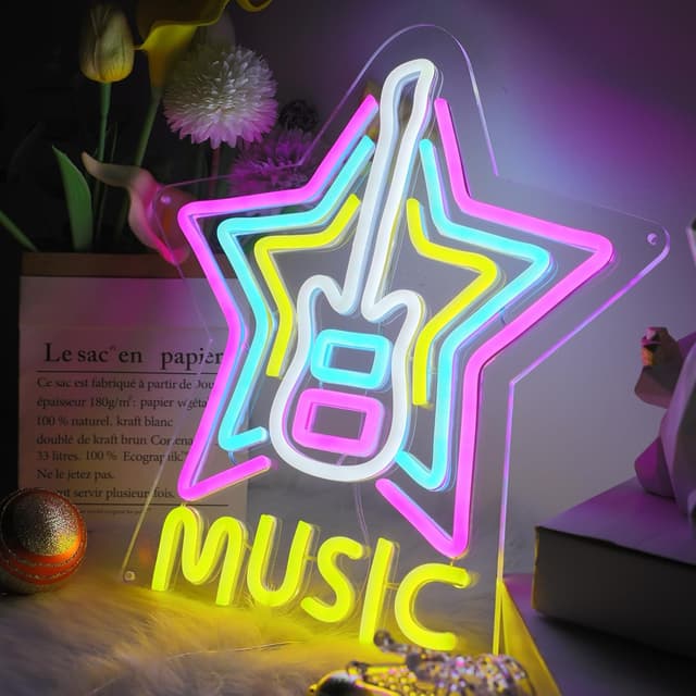 Thumbnail 2 de DWOOKE Guitar Neon Sign LED 11.6 x 14.5 in