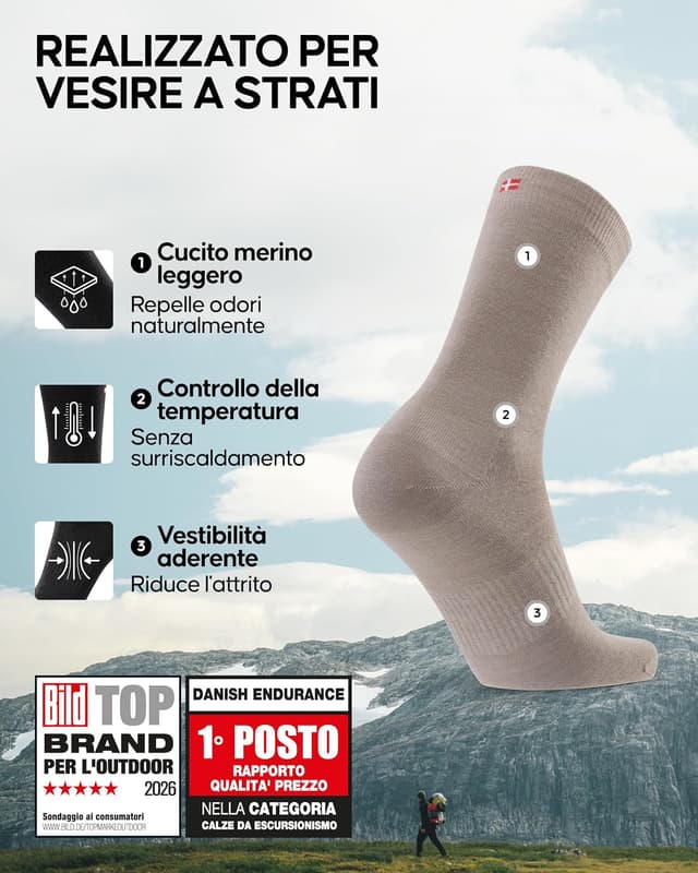 Detalle 2 de Danish Endurance Calzini lana merino 2 paia