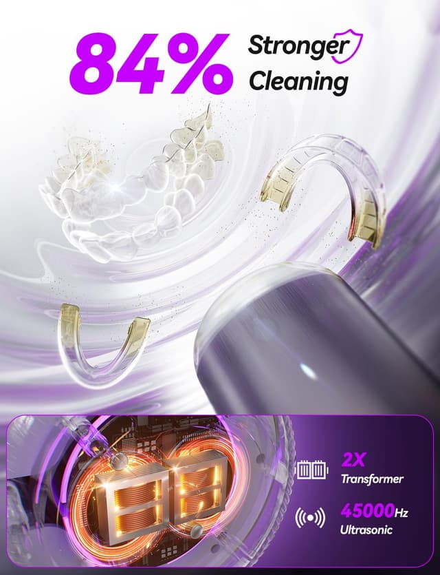 Detalle de Beser Ultrasonic Retainer Cleaner (200ML, Warm White) – ultrasonic bath for aligners, nightguards, dentures & jewellery