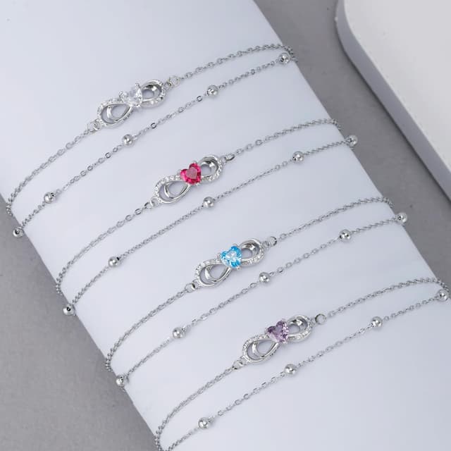 Detalle de Yinsen Damen Unendlichkeitsherz Armband aus 925 Sterling Silber – Geschenkidee zu Geburtstag, Muttertag & Weihnachten