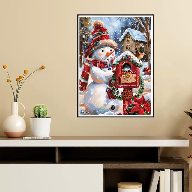 Detalle de Reofrey Christmas Diamond Art Kit for Adults (Snowmen) 30x40cm Full Drill Round Rhinestones