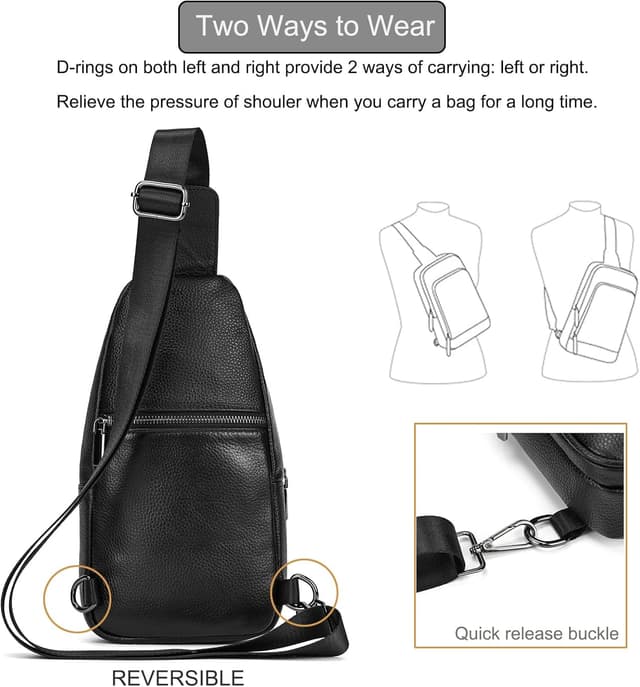 Detalle 2 de LUUFAN genuine leather chest bag 34 x 17 x 9 cm