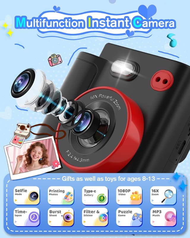 Detalle 2 de MYSTILUCK Kids Camera instant print 1080P