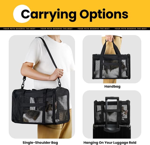 Thumbnail 6 de Conlun Cat Carrier Bag (Soft-Sided) with 4-Sided Mesh, Collapsible Airline-Approved Carrier for Cats up to 6kg