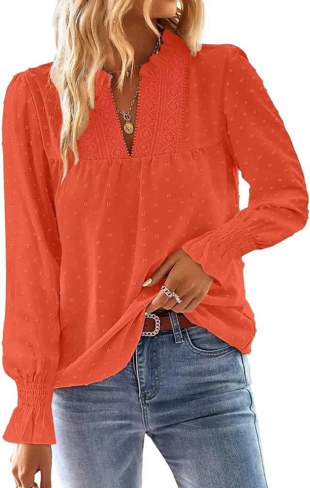 Thumbnail 6 de Falechay Boho Tops V Neck Swiss Dot 2026