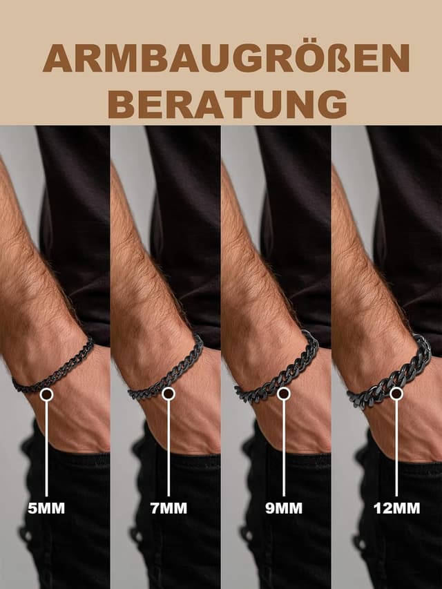 Thumbnail 6 de FindChic Panzerarmband aus Edelstahl mit Schmuckbox, 5/7/9/12 mm