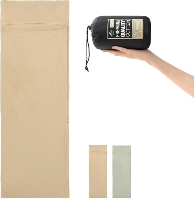 Detalle de Naturehike Drap de sac de couchage de voyage ultraléger en microfibre avec compartiment oreiller (coton, 210 x 75 cm)