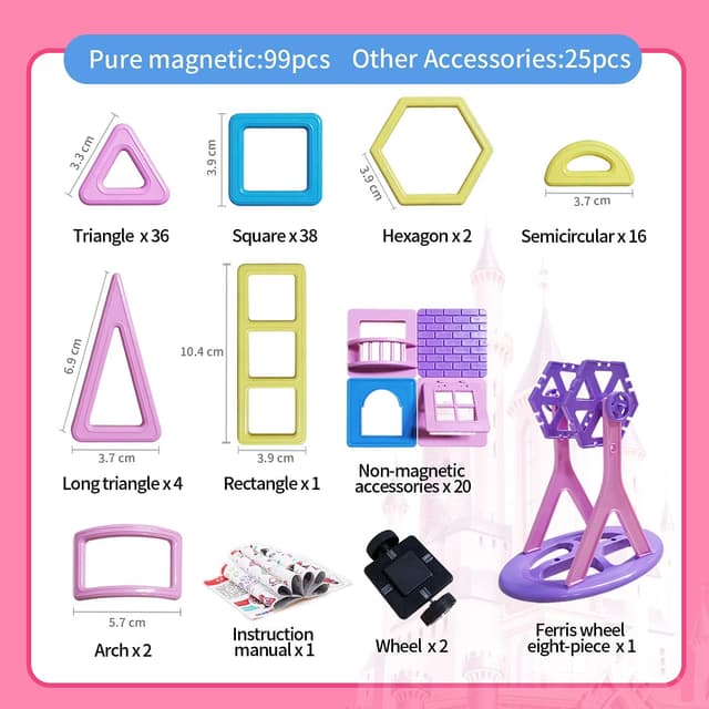 Thumbnail 5 de ATCRINICT 124-Piece Magnetic Tiles STEM set 🧩