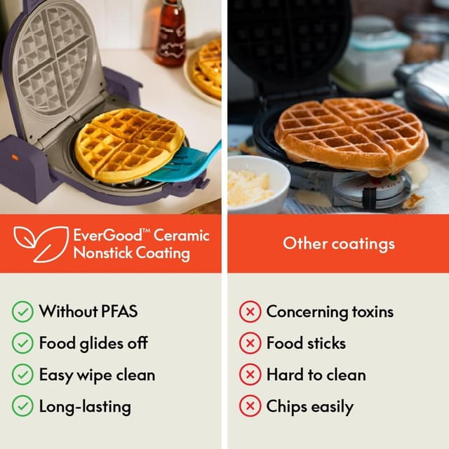 Detalle 2 de bella Flip-n-Store Waffle Maker (EverGood™ Ceramic Nonstick), 7-inch Plum