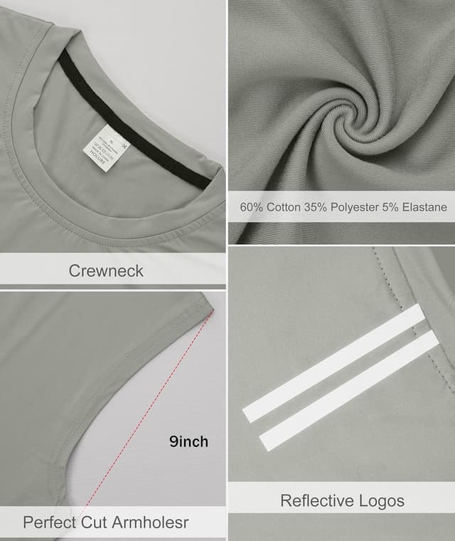 Detalle de Holure men’s cotton gym tank tops (1, 3 or 5 pack) – sleeveless workout muscle tees