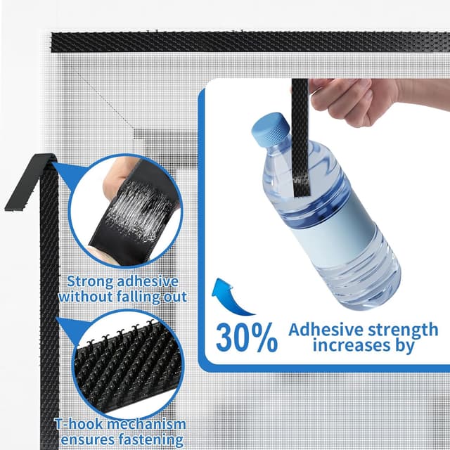 Detalle 2 de BKSAI adjustable window bug net with zip opening to keep flies and mosquitoes out