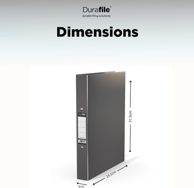 Detalle 2 de Durafile Ring Binder A4 File, Grey single folder organiser with 2-ring metal O mechanism