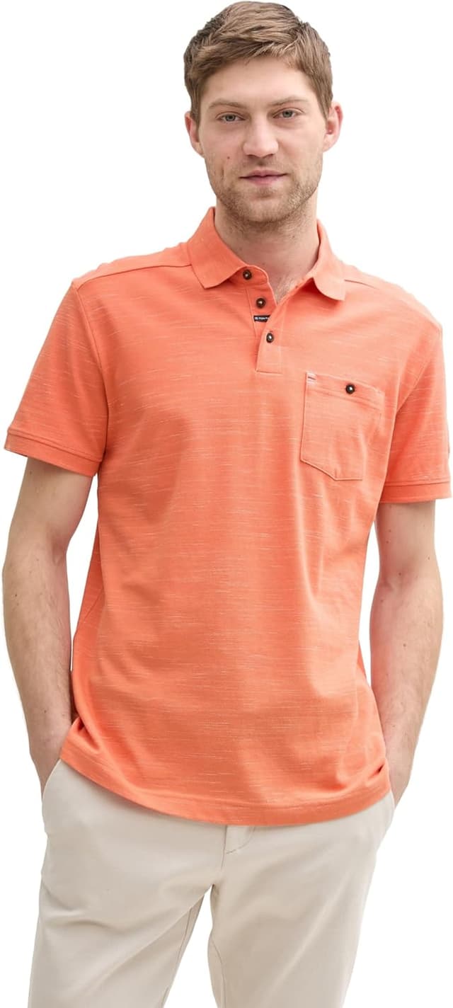 Detalle 2 de TOM TAILOR Polo Uomo in piqué effetto jaspeato con bottoncino decorativo