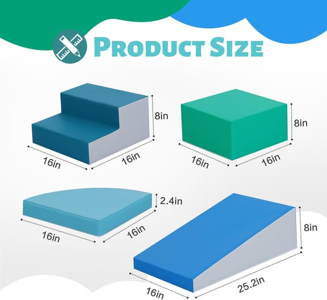 Detalle 1 de TODIBY 6-Piece Soft PU Leather Toddler Climbing Toys Activity Play Set