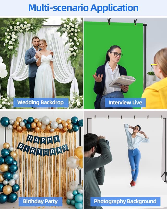 Detalle 2 de Hemmotop Backdrop Stand 10x8ft adjustable photography backdrop kit 🎥