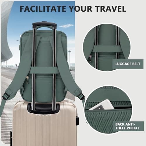 Detalle de KIRFEIHT mochila de cabina 40x20x25 cm (20 L) con puerto USB y diseño para cabina de avión