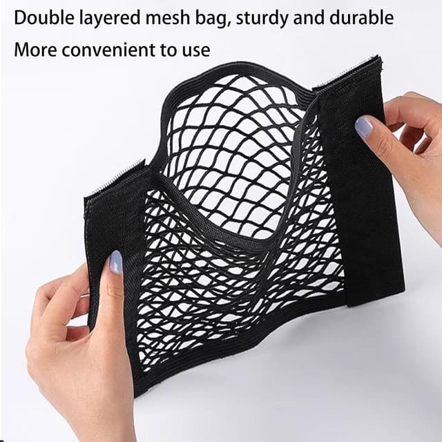 Thumbnail 3 de JCKD 2 pcs Black Adhesive Mesh Cargo Net 60 x 25cm