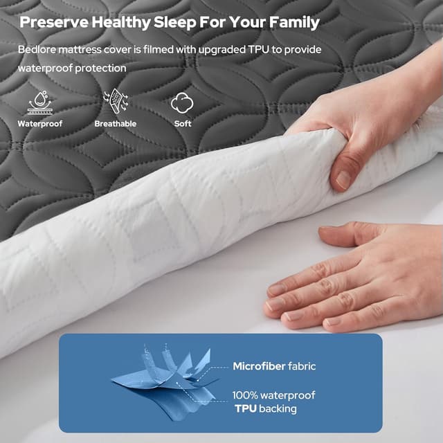 Detalle 1 de BEDLORE Waterproof Double Mattress Protector 40cm