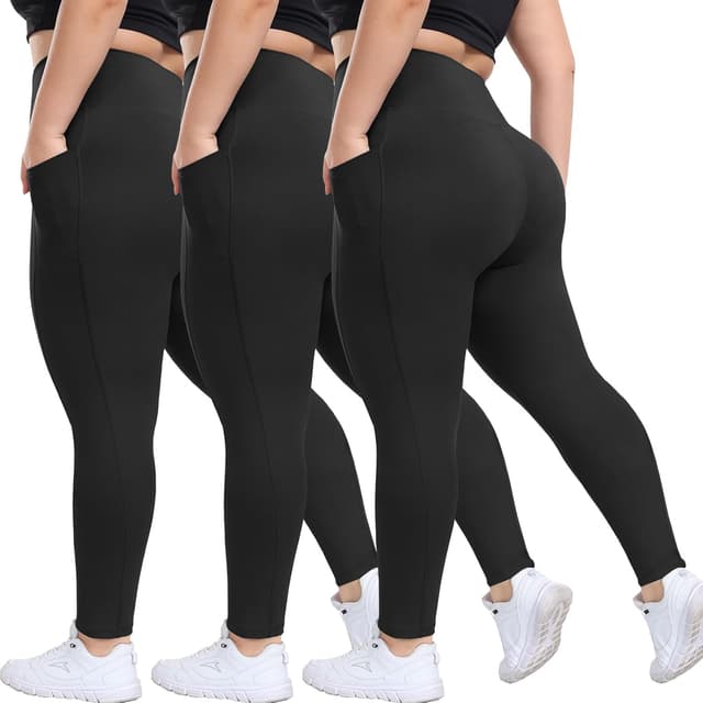 Detalle de HLTPRO 3 Pack Plus Size Leggings High-Waisted