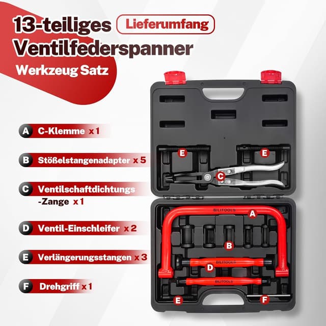 Detalle 2 de BILITOOLS Ventilfederspanner Satz 13-teilig